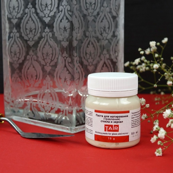 Паста для матирования (травления) стекла и зеркал, банка 50 мл - «Таир»