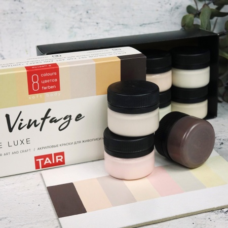 Набор акриловых красок Акрил Де Люкс, "TAIR", 20 мл, 8 цветов, Винтаж - «Таир»