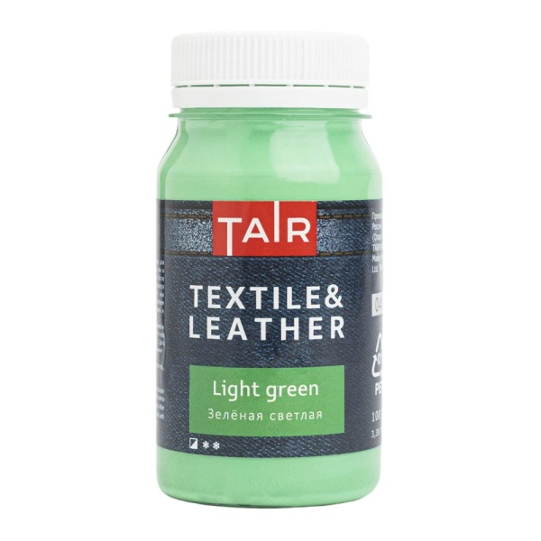 Зелёная светлая, краска акриловая по ткани и коже, банка 100 мл - «Таир»