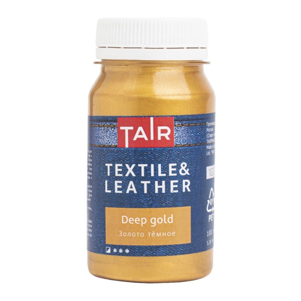 Золото тёмное, краска акриловая по ткани и коже, банка 100 мл - «Таир»
