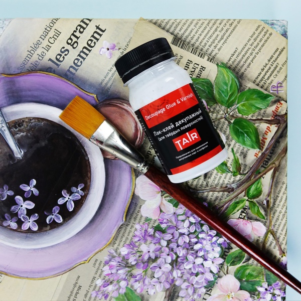 Лак (клей) декупажный для твердых поверхностей, банка 100 мл - «Таир»