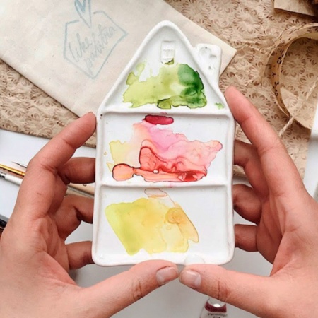 Палитра художественная керамическая, Like Palitra, "ДОМИК малый" 14,5 х 8,5 х 1 см - «Таир»