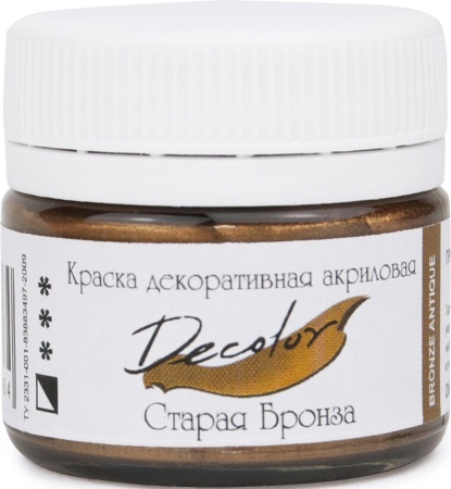 (уценка) Краска акриловая декоративная Деколор, "TAIR", 20 мл, Старая бронза (429) - «Таир»