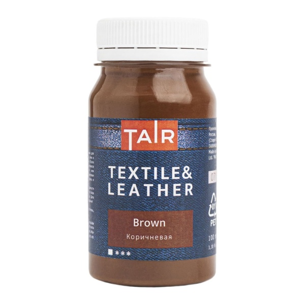Коричневая, краска акриловая по ткани и коже, банка 100 мл - «Таир»