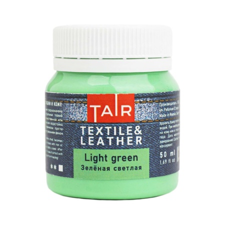 Зелёная светлая, краска акриловая по ткани и коже, банка 50 мл - «Таир»