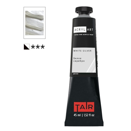 Художественные акриловые краски Белое серебро, краска "Акрил-Арт", туба 45 мл на оптовом сайте бренда ТАИР