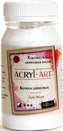 (уценка) Краска акриловая художественная Акрил-Арт, "TAIR", 100 мл, Белила цинковые (02) - «Таир»