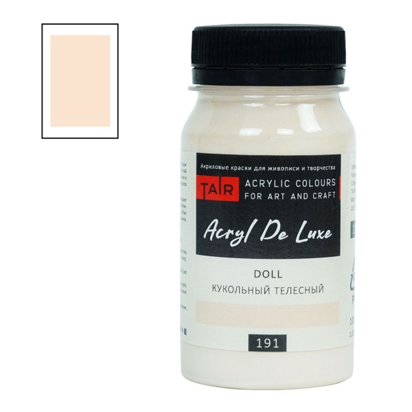 Кукольный телесный, краска "Акрил Де Люкс", банка 100 мл - «Таир»