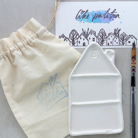 Палитра художественная керамическая, Like Palitra, "ДОМИК малый" 14,5 х 8,5 х 1 см - «Таир»