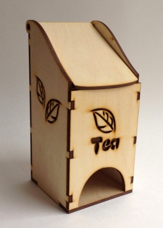 Чайный домик с односкатной крышей, узор "Листья" и надпись ТЕА 9х9х19 см - «Таир»