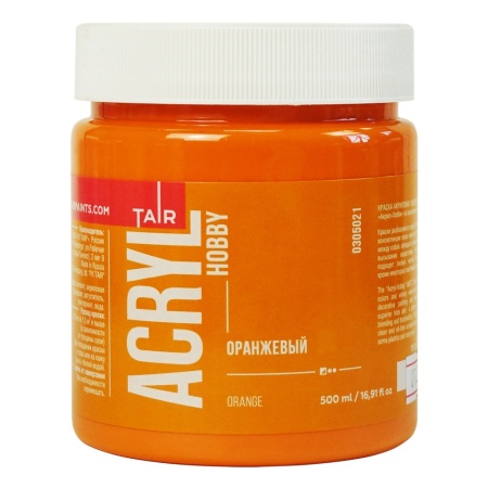 Оранжевый, краска "Акрил-Хобби", банка 500 мл - «Таир»