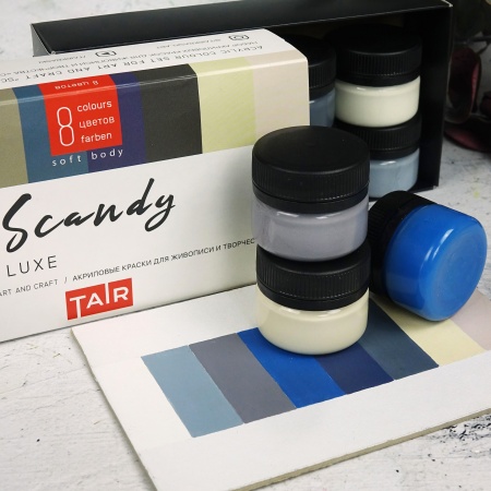 Набор акриловых красок Акрил Де Люкс, "TAIR", 20 мл, 8 цветов, Сканди - «Таир»