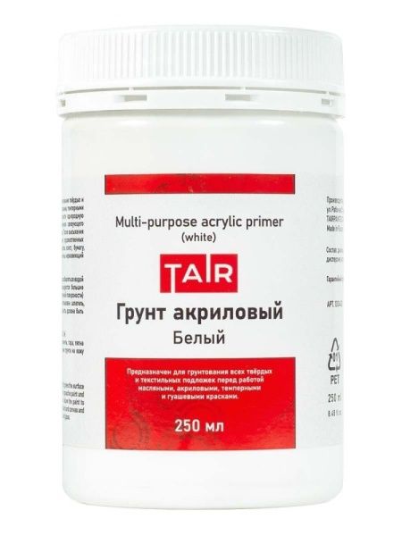 Грунт акриловый универсальный белый, банка 250 мл - «Таир»