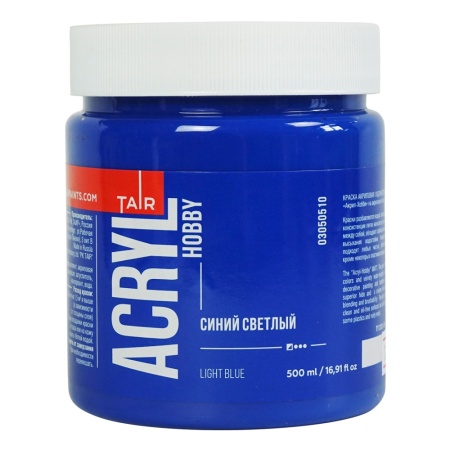 Синий светлый, краска "Акрил-Хобби", банка 500 мл - «Таир»