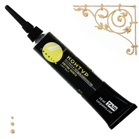 Светлое золото, контур по стеклу, туба 20 мл - «Таир»