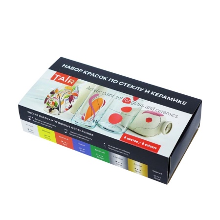 Набор акриловых красок по стеклу и керамике, "TAIR", 20 мл, 8 цветов - «Таир»