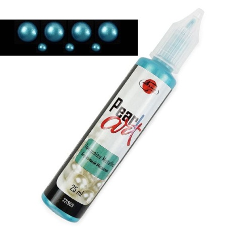 Бирюзовый Металлик, краска для создания жемчужин "Pearl Art", туба 25 мл - «Таир»