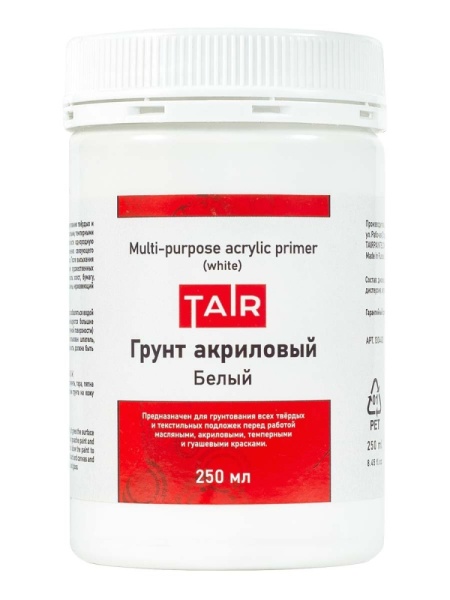 Грунт акриловый универсальный белый, банка 250 мл - «Таир»