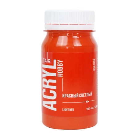 Красный светлый, краска "Акрил-Хобби", банка 100 мл - «Таир»
