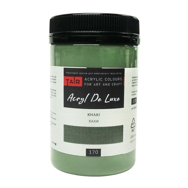 Хаки, краска "Акрил Де Люкс", банка 250 мл - «Таир»
