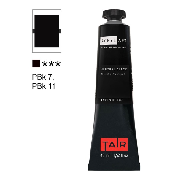 Художественные акриловые краски Чёрный нейтральный, краска "Акрил-Арт", туба 45 мл на оптовом сайте бренда ТАИР