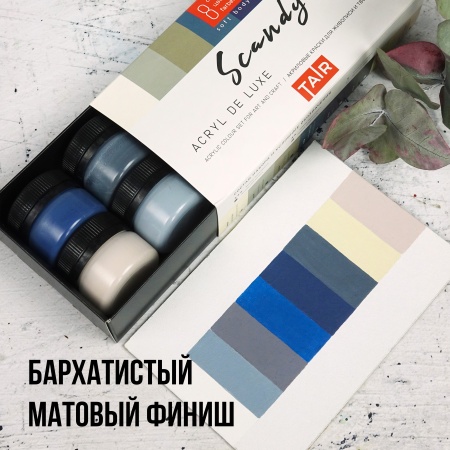 Набор акриловых красок Акрил Де Люкс, "TAIR", 20 мл, 8 цветов, Сканди - «Таир»