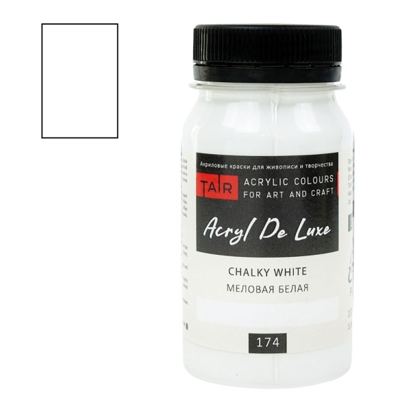 Меловая белая, краска "Акрил Де Люкс", банка 100 мл - «Таир»