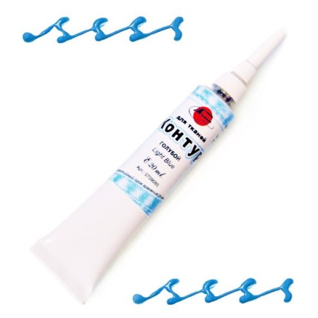 Голубой, контур по ткани и коже, туба 20 мл - «Таир»