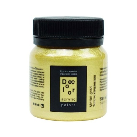 Золото медальное, краска "Деколор", банка 50 мл - «Таир»