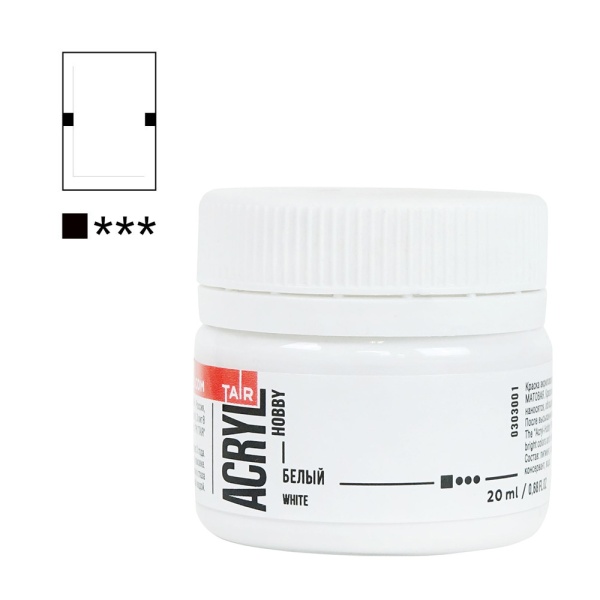 Белый, краска "Акрил-Хобби", банка 20 мл - «Таир»
