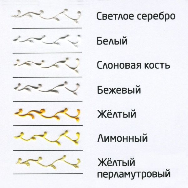 Светлое серебро, контур по стеклу, туба 20 мл - «Таир»