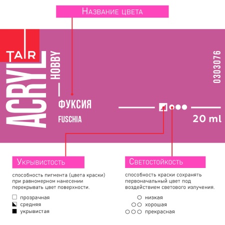 Фуксия, краска "Акрил-Хобби", банка 20 мл - «Таир»