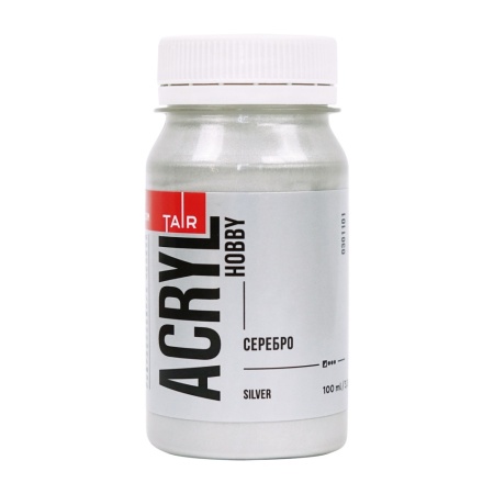 Серебро, краска "Акрил-Хобби", банка 100 мл - «Таир»