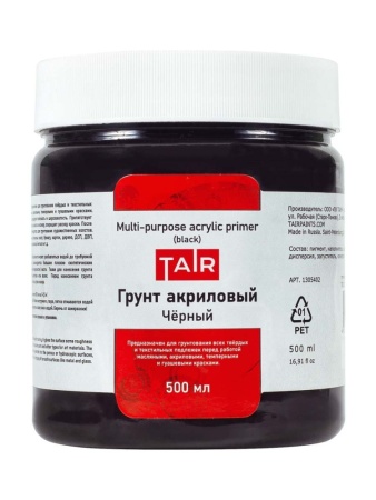 Грунт акриловый универсальный чёрный, банка 500 мл - «Таир»